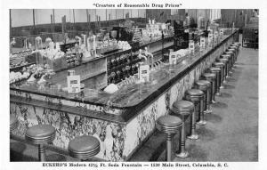 Columbia South Carolina Eckerds Soda Fountain Interior Antique Postcard J53016