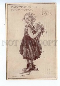 521775 CARL MARR Bayerischer Blumentag Flower Day Festival 1913 Girl STATIONERY