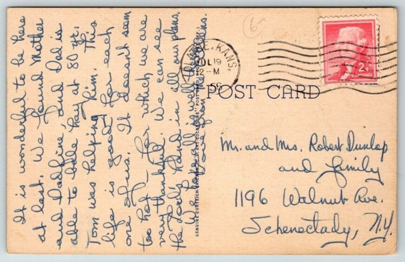 Large Letter Greetings From Kansas  1956  Postcard