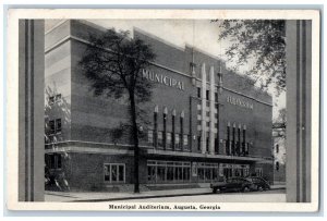 c1940's Municipal Auditorium Augusta Georgia GA Vintage Unposted Postcard