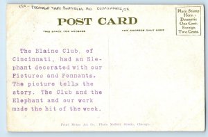 President Taft Political Advertising Cincinnati Ohio OH Elephant Posted Postcard
