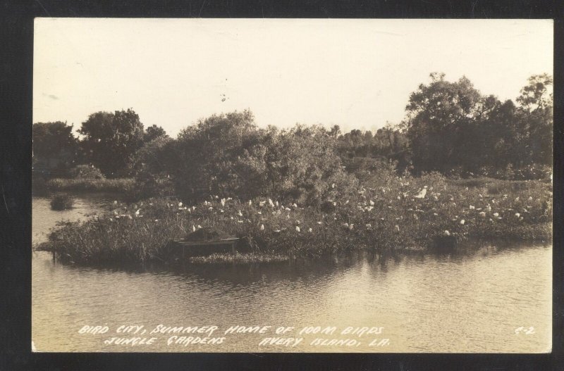 RPPC AVERY ISLAND LOUISIANA BIRD CITY JUNGLE GARDENS REAL PHOTO POSTCARD