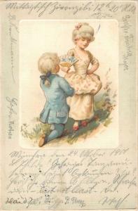 US2795 Children in Fancy Costumes, Painting Postcard fantasy art nouveau