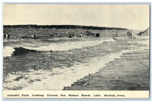 c1910's Arnold's Park Looking Toward Des Moines Beach Lake Okoboji IA Postcard