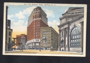 BUFFALO NEW YORK NY THE GENESSEE BUILDING DOWNTOWN STREET SCENE VINTAGE POSTCARD