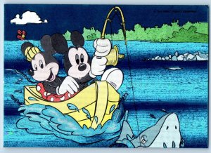 c1960 Florida FL Vintage Postcard Mickey Minnie Mouse Fishing Dufex Walt Disney