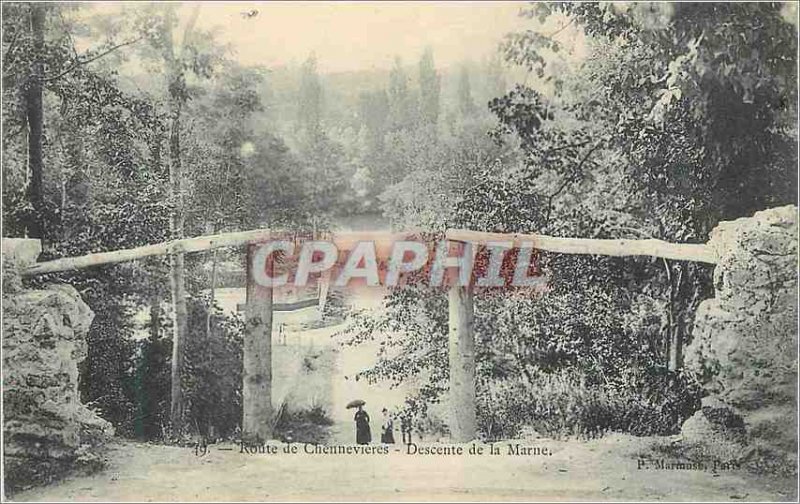 Postcard Old Route Chennevieres Marne Descent