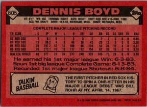 1986 Topps Baseball Card Dennis Boyd Boston Red Sox sk2628