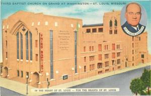 1940s Linen Third Baptist Church St Louis Missouri Thomas Postcard 4259