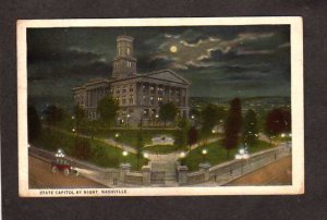 TN State Capitol Bldg Night Moonlight view Nashville Tennessee Postcard Linen PC