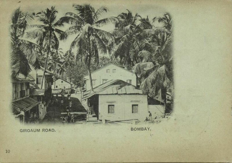 india, BOMBAY, Girgaum Road, Palm Trees (1901) Court Card