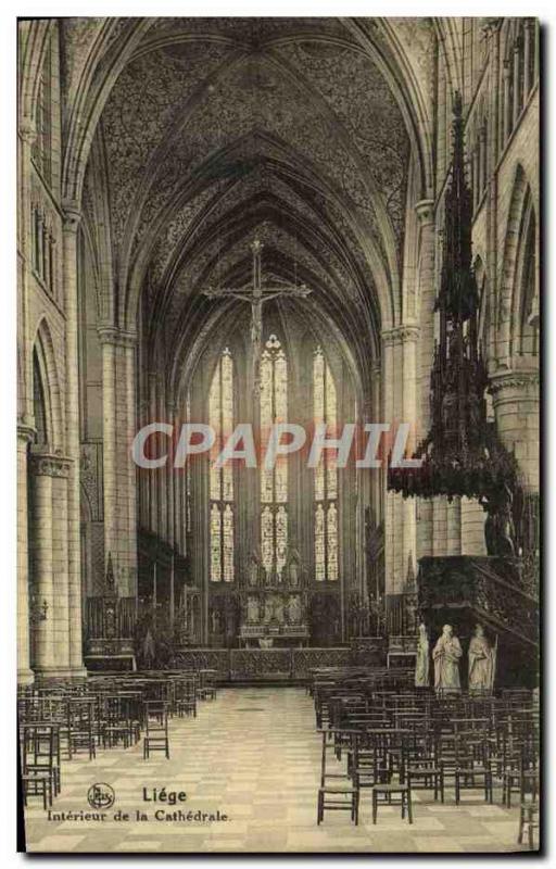 Old Postcard Liege Interior of the Cathedral