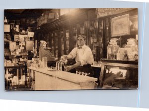 J94/ Interesting RPPC Postcard c1910 Niagara Falls NY? Soda Shop Interior 257