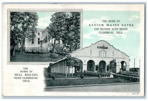 c1940 Home Will Rogers Radium Bath House Exterior Claremore Oklahoma OK Postcard