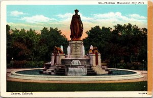 Thatcher Monument City Park Denver CO Colorado WB Postcard VTG UNP Vintage  