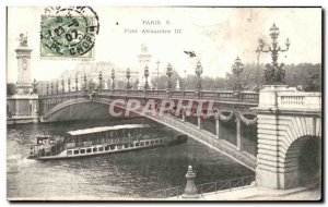 Old Postcard Paris Pont Alexandre III Peniche boat