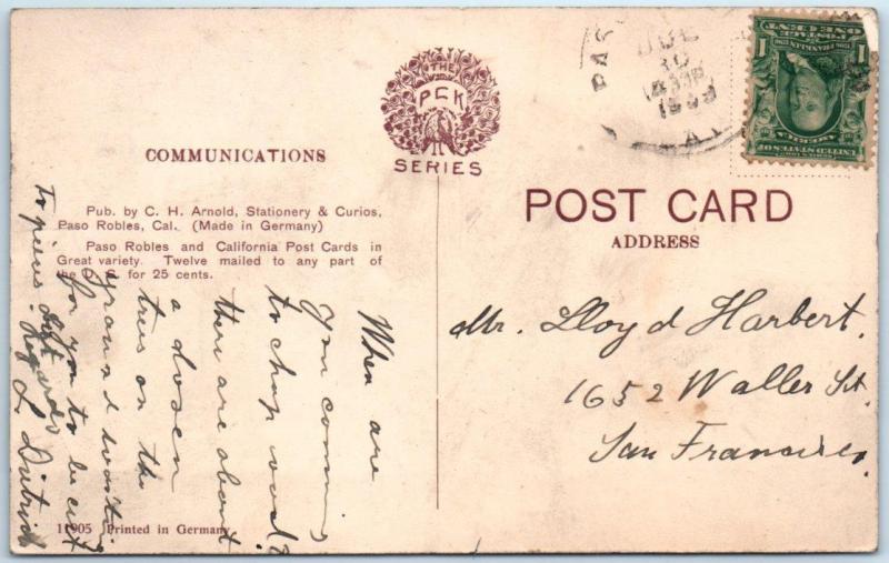 PASO ROBLES, CA  New HIGH SCHOOL Culture & Education  PCK 1909 Postcard