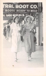 RPPC Women Walking San Antonio, Texas Boots Sign 1949 Photo Vintage Postcard