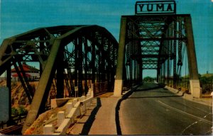 Bridges Highway 80 and Railroad Bridge Entering Yuma Arizona 1955