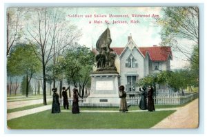 Soldiers and Sailors Monument Jackson Michigan 1911 Vintage Antique Postcard 