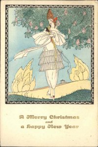 Mela Koehler Art Deco Beautiful Woman Christmas New Year 1286 Postcard