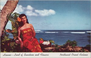Postcard Northwest Orient Airlines Hawaii Land Sunshine and Flowers