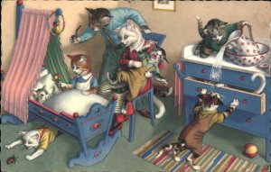 Mainzer Cats as People Fantasy No. 4881 Kitten Nursery Vintage Postcard