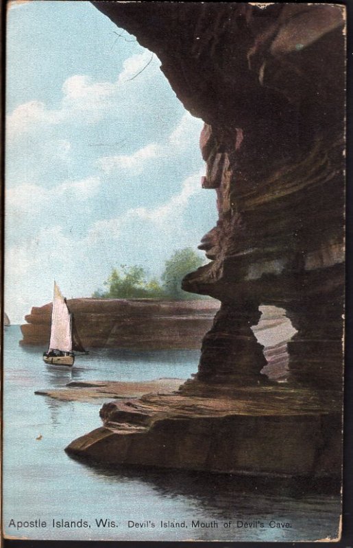 31120) Wisconsin Apostle Islands Devil's Island Mouth of Devil's Cave pm1909 DB