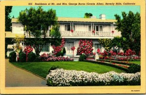 Residence of Claudette Colbert Holmby Hills California CA UNP Linen Postcard E2