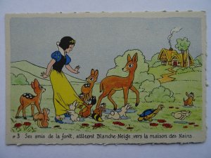 Walt Disney SNOW WHITE ses amis de la forte..... c1930's French Postcard No.3