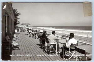 1940's RPPC POMPANO BEACH FLORIDA SEA ROOM DECK HILLSBORO CLUB OCEANFRONT