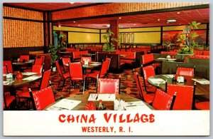 Vtg Westerly RI China Village Chinese & Polynesian Restaurant Postcard