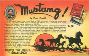 1940s Pulp Fiction Western Mustang Lollesgard Postcard Teich linen 185