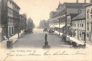 Salem Ohio Broadway Birds-Eye Street View Antique Postcard V13250