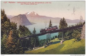 Rigibahn, Schnurtobelbrucke mit Burganstock und Pilatus, Lucerne, Switzerland...