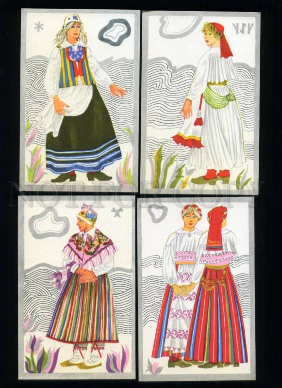 166111 ESTONIA National Costumes by TOLLI 12 old postcards