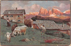 US3471 Italy Die Dolomiten vom Rittnerhorn Panorama Mountains Artist signed