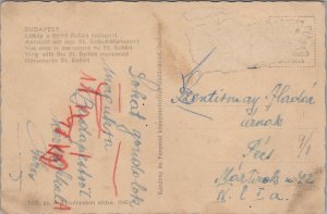 Hungary Budapest Latkep a Szent Gellert Szoborral Vintage Postcard C240