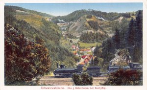 L193 Germany Scwarzwaldbahn 3 linien bei Bachjoerg Steam Train Railroad postcard
