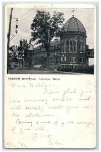 1906 French Hospital Building Scene Street Lewiston Maine ME Antique Postcard