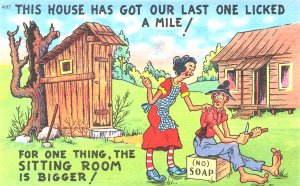 The Sitting Room is Bigger One Last Licked A Mile Outhouse Linen Postcard