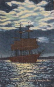 Massachusetts Cape Cod Sailing Ship By Moonlight