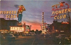 Las Vegas Nevada Night Neon Automobiles Roberts Desert Supply Postcard 22-178