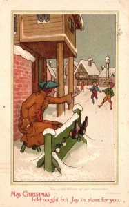 1906 Christmas Holiday Winter Snow Children Playing Greetings, Vintage Postcard