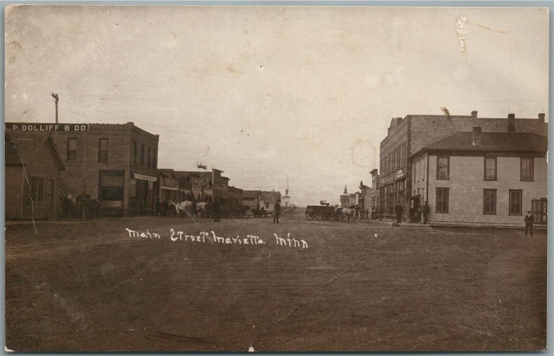 MARIETTA MN MAIN STREET ANTIQUE REAL PHOTO POSTCARD RPPC