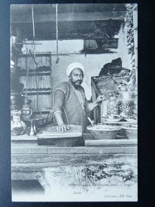 Africa Tunisia Trader SOUKI Boutique Arab FOOD STALL c1906 Postcard by N.B. Phot