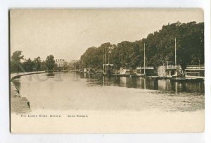 287187 UK Oxford Lower river Club Barges Vintage postcard