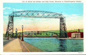 Minnesota Duluth Aerial Lift Bridge and Ship Canal Entrance To Duluth-Superio...