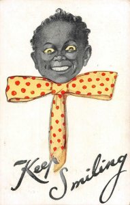 KEEP SMILING BOWTIE COMIC BLACK AMERICANA ENGLAND POSTCARD 1923