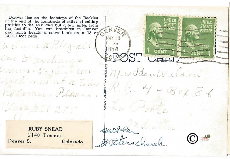 Vintage Linen Postcard Greetings from Denver Colorado Big Letter Large Letter